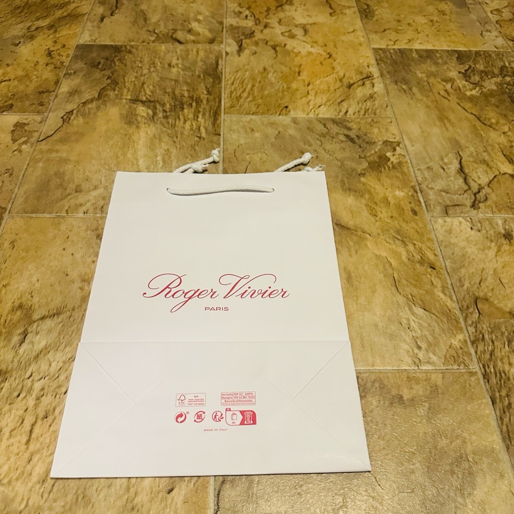Roger Vivier White and Pink Shopping Bag